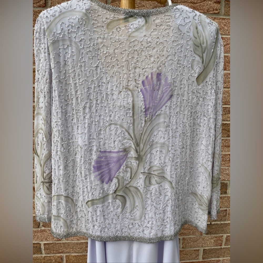 Vintage 80s Laurence Kazar beaded dress size 8 Lilac And Purple - Picture 5 of 13